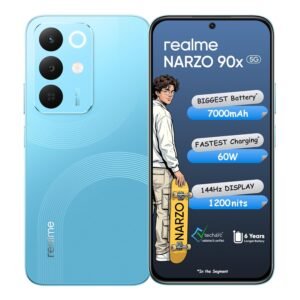 realme NARZO 90x 5G (Aqua Blue 2026, 6GB+128GB) | 7000mAh + 60W Biggest Battery & Fastest Charging in the Segment* | 144Hz Bright Display | Sony 50MP AI Rear Camera | 400% Ultra Boom Speaker