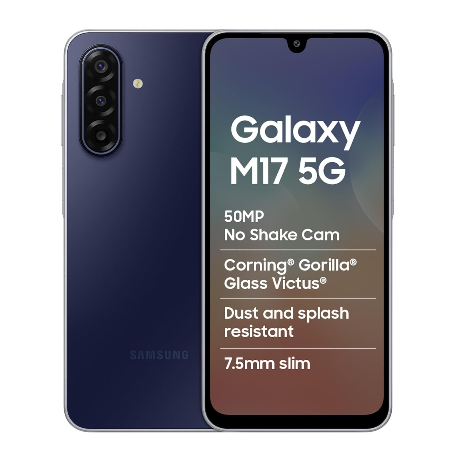 Samsung Galaxy M17 5G Mobile (Sapphire Black, 6GB RAM, 128GB Storage) | 50MP OIS Triple Camera | Super AMOLED Display | Gorilla Glass Victus | 6 Gen OS Upgrades | Knox Security | AI